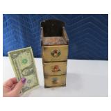 Vintage 3drawer Mini Wooden Wall Cabinet accent