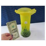 FLIRT Art Glass 9" Yellow Vase NICE