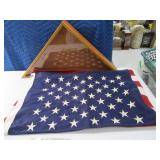 Cloth USA Flag in Glass Presentation Case
