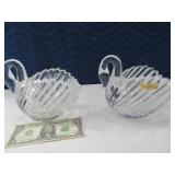 (2) NACHTMANN Crystal 7" Glass Swans EXC