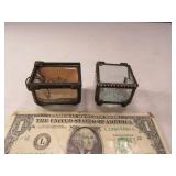 (2) Mini J DEVLIN Glass Trinket 1" Boxes $
