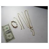 (5) Gold Toned Modern Jewelry necklaces etc.