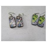 (2) Unusual Dominoes/Handpainted Earrings Jewelry