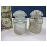 (2) Unique Vintage Glass Insulators 4" Clear
