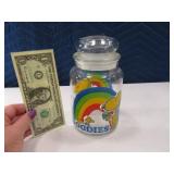 SNOOPY Peanuts 1965 Glass GOODIES Sealed Jar