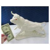 12" Vintage Ceramic White Bull