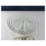 9pc Glass DURALEX France Nesting Bowl Set Ribbed