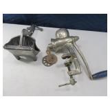 (2) Vintage Metal Meat Grinder & Juicer Press Hand