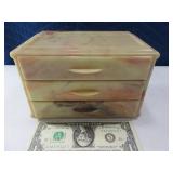 Bakelite Vtg 3drawer 8" TableTop Box