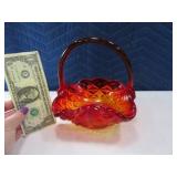 Ruby Red Type Glass 6" Basket MONTICELLO Vtg