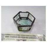 J DEVLIN StainedGlass 6sided Trinket 2.5" Box