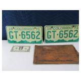 Pair 1971 Matching COLORADO License Plates