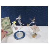 (2) Hummingbird 6" Blown Glass Type Figurines