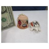 (2) SouthWest Pottery Small Turtle & Bell Figures