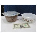 (2) PYREX Brown 8" Casserole Dishes (1 lid)