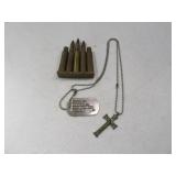 WWII Dog Tag w/ Cross/Necklace & Bullets