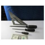 (4) Metal Hip Square & Craftsman Screwdriver Tools