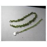 (2) Green Stone Necklace & Braclet (sterling)