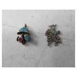 (2) Pawn mini 3/4" Pendants Eagle & Mushroom