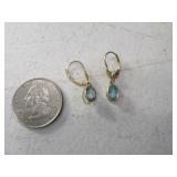 14kt Gold Earrings w/ Light Blue Stones 1.4g