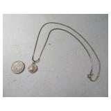 Sterling 20" Necklace w/ religious pendant 7g