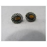 Sterling & Tiger Eye 3/4" Earrings