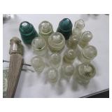 (16) Glass Antique Insulators Clear/Green grpCof6