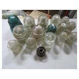 (16) Glass Antique Insulators Clear/Green grpDof6