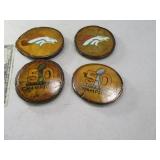 4pc Wooden BRONCOS 50th Coaster SET