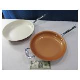 (2) nonstick 12" Red Skillets RED COPPER~FoodNet