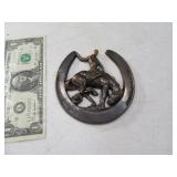 Metal Horseshoe Art BRONC RIDER