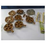 LOT Escargot Dishes & Snail Dishes & Tongs $