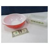 (2) Pyrex/Fireking Vintage Cookware Glass