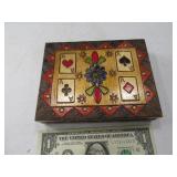 Wooden Carved intricate 2deck Playing Card Box
