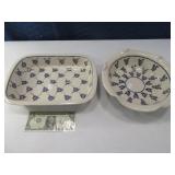 (2) Handpainted POLAND 12" Bakeware Pottery EXC