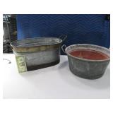 (2) HD Metal Galvanized/Brass Look Tub NEAT