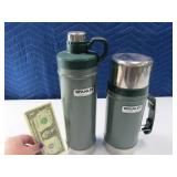 (2) Vtg Metal STANLEY Thermos Water Bottles