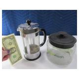 (2) Glass CannaFresh Pot Storage & Coffee Press 8"