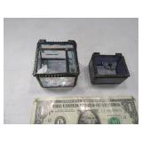 (2) J DEVLIN Glass 2" Intricate Trinket Boxes $