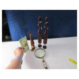 (4pcs) Wooden KenyaType Art Figures & Mag Glass