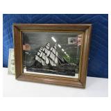 14x11 Vtg Nautical Ship Mirror Wall Art Picture