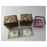 (3) Small Trinket Type Boxes Wood/Glass