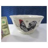 12" Pottery Rooster Cock Serving Type Bowl