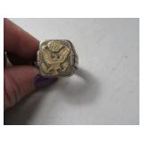 Early Military sz11.75 Ring w/ Eagle Inlay