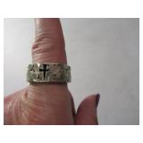 Sterling Marked sz12 Ring w/ Cross & Inlay 12g