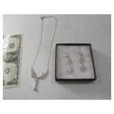 Modern Beautiful Bling Necklace & Earrings