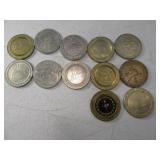 (12) Metal vtg $1 Casino Tokens