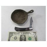 (2) Antique 4" Cast Iron Skillet & 4" Pocket Knife