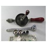 (2) 3/8" Socket Driver & Hand Stanley Drill Tools