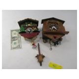 (2) Smaller vtg Cuckoo-Look 10"ish Clocks parts